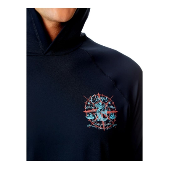 Chaps Long Sleeve Graphic Rash Guard Hoodie with UPF 50+ - Picture 5 of 10